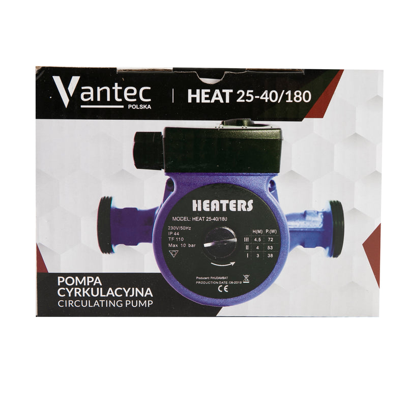 Pompa recirculare centrala Vantec Heat 25-40/180, putere 72W