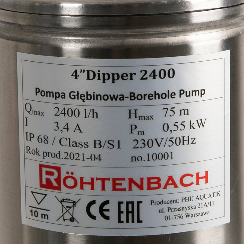 Pompa submersibila Rohtenbach Dipper 2400, fara flotor, 0.55 KW, debit 2400l/h, H.refulare 75m