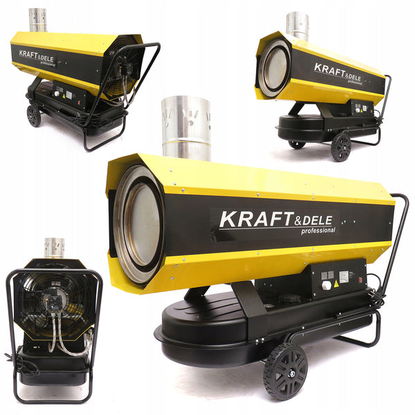 Tun de caldura pe motorina Kraft&Dele KD11717, 65kW, 1000m3/h, Termostat, Afisaj LCD, Evacuare gaze, Profesional