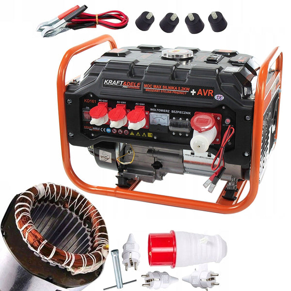 Generator curent Kraft&Dele KD161 5200W, 230/380V, 7CP, 4 timpi, stabilizator de tensiune (AVR)
