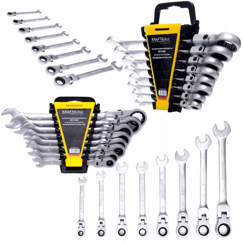 Set de chei combinate cu clicket, 8 piese, Kraft&Dele KD11302, 8-22MM