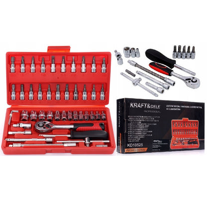 Trusa scule / chei tubulare, Kraft&Dele KD10525, 46 bucati, valiza de transport inclusa