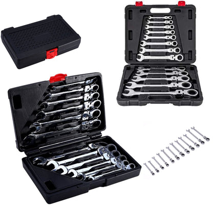 Set de chei combinate cu clicket, 12 piese, Kraft&Dele KD11304, 8-19MM