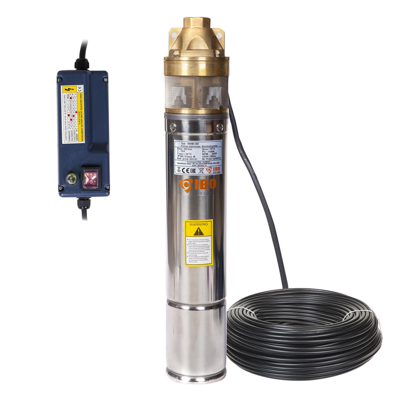 Kit hidrofor 24L cu pompa submersibila IBO Dambat 4SKM150 cu panou control, 1100W, debit 50l/min, H refulare 107m