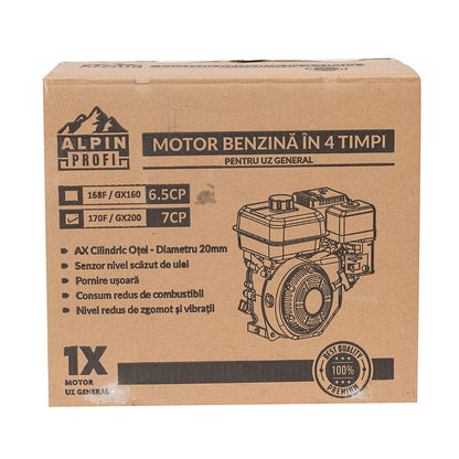 Motor motocultor / uz general Alpin Profi GX160 (168F), 6.5CP, 4 timpi, ax cilindric 20mm