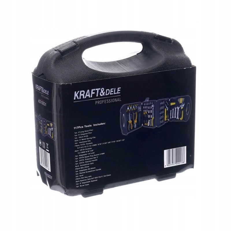 Trusa scule Kraft&Dele KD10831, 117 bucati, valiza de transport inclusa