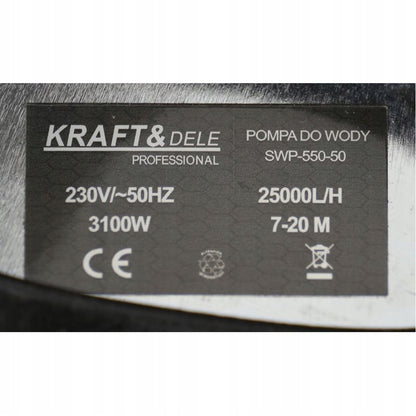 Pompa apa curata/murdara Kraft&Dele KD763, 230V, 3100W, 416l/min, H refulare 20m, submersibila