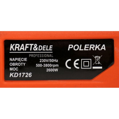 Masina de lustruit si polisat Kraft&Dele KD1726, 2600 W, 180 mm, turatie reglabila