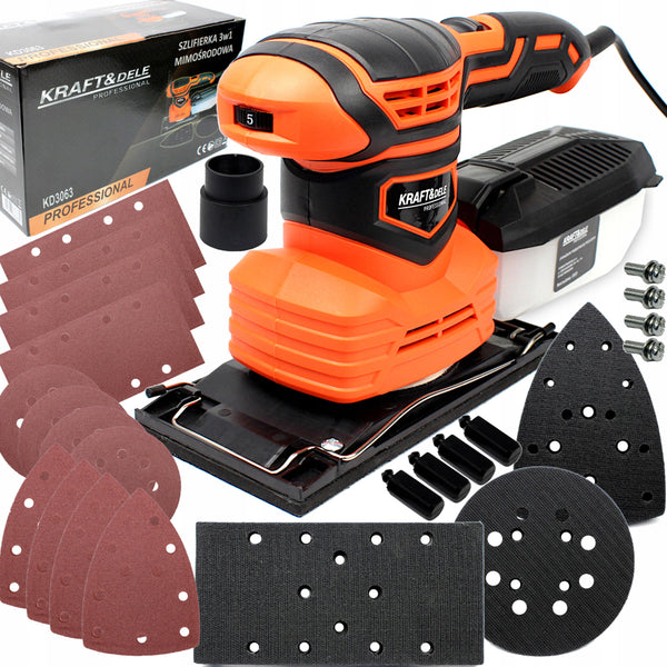 Slefuitor excentric Kraft &amp; Dele , model KD3063 . Cel mai recent model imbunatatit realizat din materiale de cea mai inalta calitate folosind cea mai recenta tehnologie.

Noul design al unui motor eficient de 1200 W permite functionarea sigura si fiabila a dispozitivului. Instrumentul este destinat utilizatorilor casnici si profesionistilor. Motorul de o astfel de putere inseamna ca dispozitivul nu oboseste in timpul functionarii si nu blocheaza roata de slefuit atunci cand este apasat.