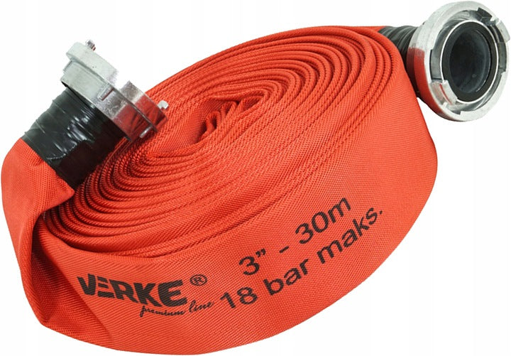 Furtun pompier Verke V60145, 3 toli, 30M, 18 bar + Cuple