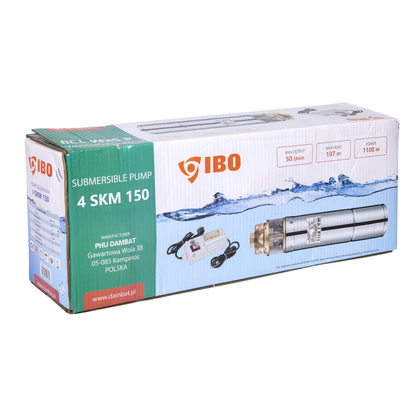 Kit hidrofor 24L cu pompa submersibila IBO Dambat 4SKM150 cu panou control, 1100W, debit 50l/min, H refulare 107m