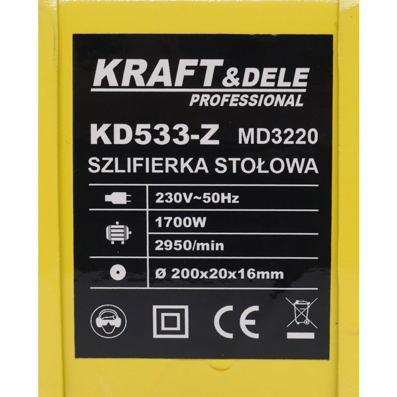 Polizor de banc Kraft&Dele KD533-Z, 1700W, 2950RPM, diametrul discului 200mm