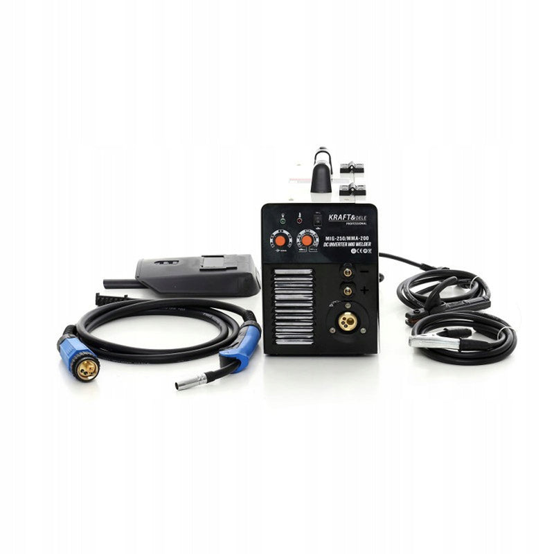 Aparat de sudura cu sarma Kraft&Dele KD1849, MIG-MAG/MMA, 250A, Accesorii incluse