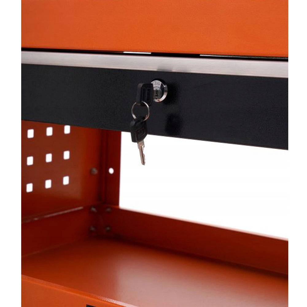 Stativ de scule de atelier cu roti Kraft&Dele KD366, 2 rafturi si sertar cu cheie