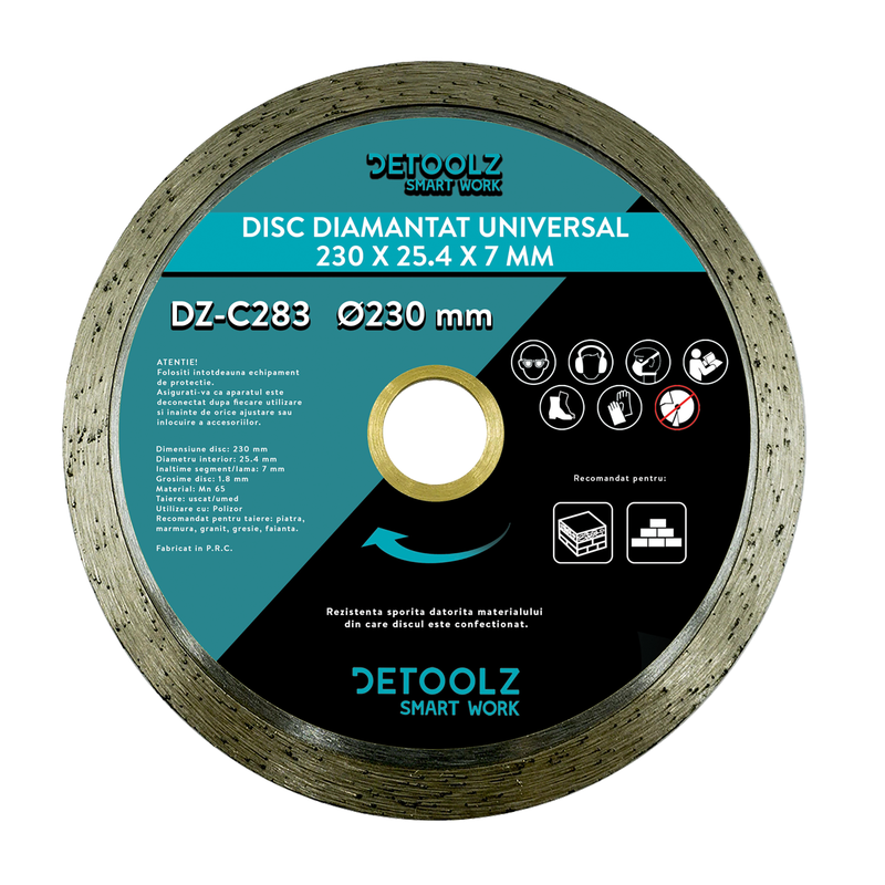 Disc diamantat universal Detoolz DZ-C283, 230x25.4x7mm