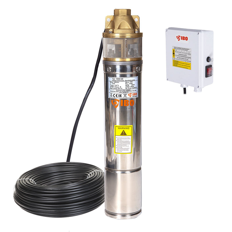 Kit hidrofor 24L cu pompa submersibila IBO Dambat 4SKM100 cu panou control, 750W, debit 45l/min, H refulare 60m