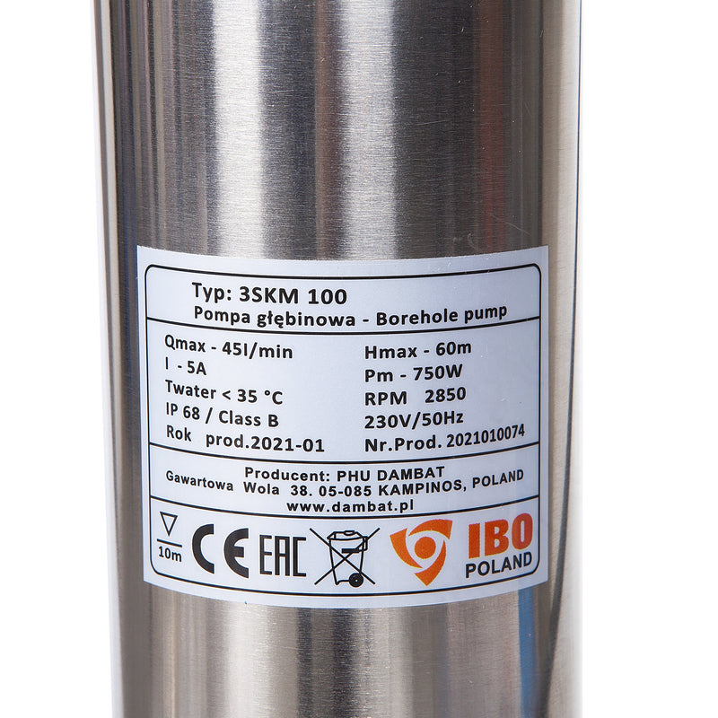 Kit Hidrofor 24L cu pompa submersibila IBO Dambat 3SKM100, 750W, 45 l/min, H refulare 60m