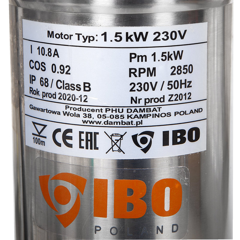 Kit hidrofor 24L cu pompa submersibila IBO Dambat 4SDM4/18, 1.5kW, debit 100l/min, H refulare 131m, racord 1.25 toli, rezistenta la nisip