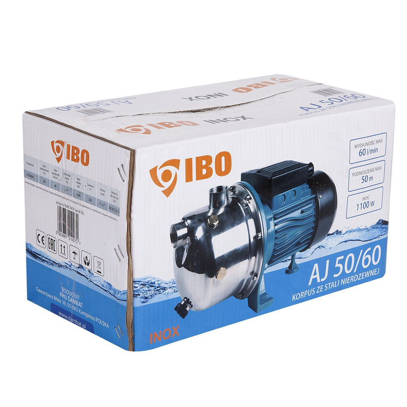 Kit Hidrofor 100L cu pompa IBO Dambat AJ50/60 INOX, 1.1kW, debit 60l/min, H refulare 50m, racord 1 tol