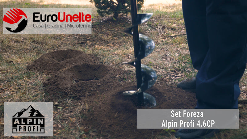 Motoburghiu pamant Alpin Profi 4.6CP + Burghiu 150mm/800mm