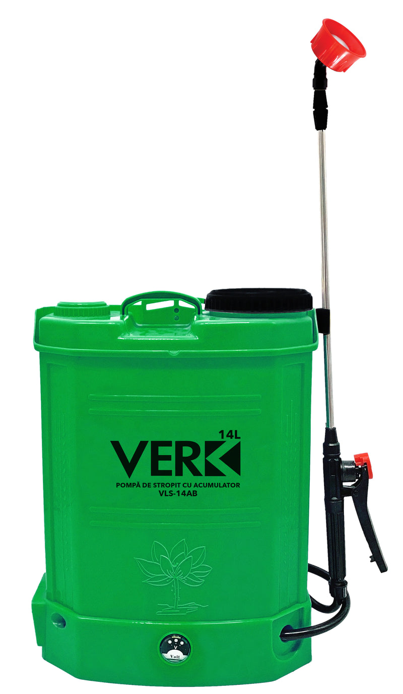 Pompa de stropit cu acumulator Verk VLS-14AB, 14 litri, 0,15-0,4 Mpa, verde