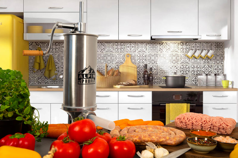 Masina de umplut carnati, 4Kg, 5xPalnii Incluse, Alpin Profi®, vertical din inox